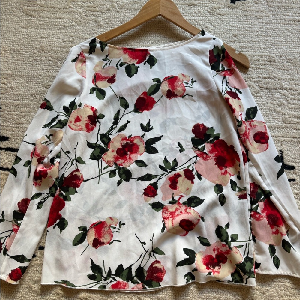 Wilfred White Blouse with Red Rose Print